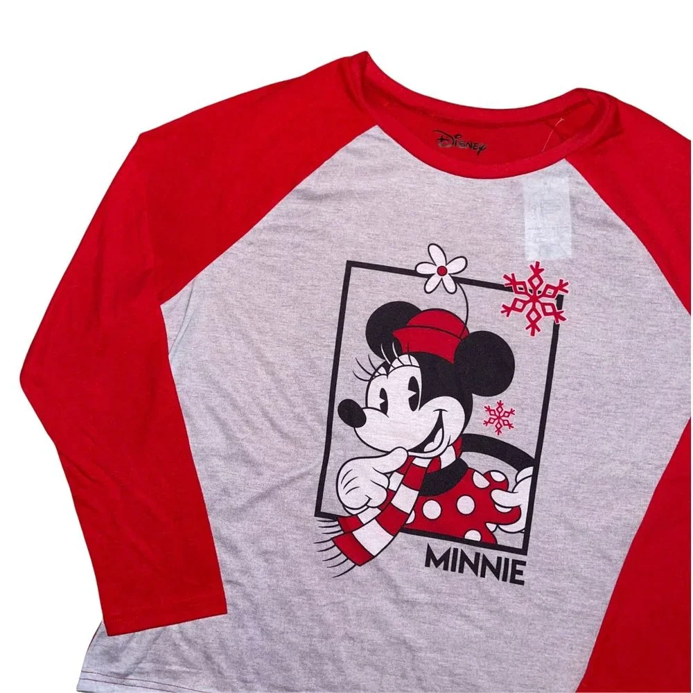 NWT Walt Disney Minnie Mouse Christmas Holiday 2 PC Pajama PJ Set Women's XS - Picture 3 of 7